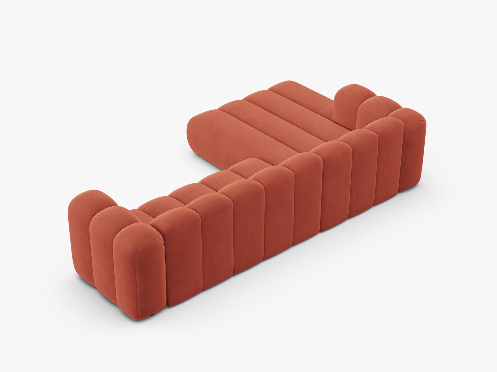 Micadoni Modulares Ecksofa Lupine 4-Sitzer Links Samt Venus Koralle