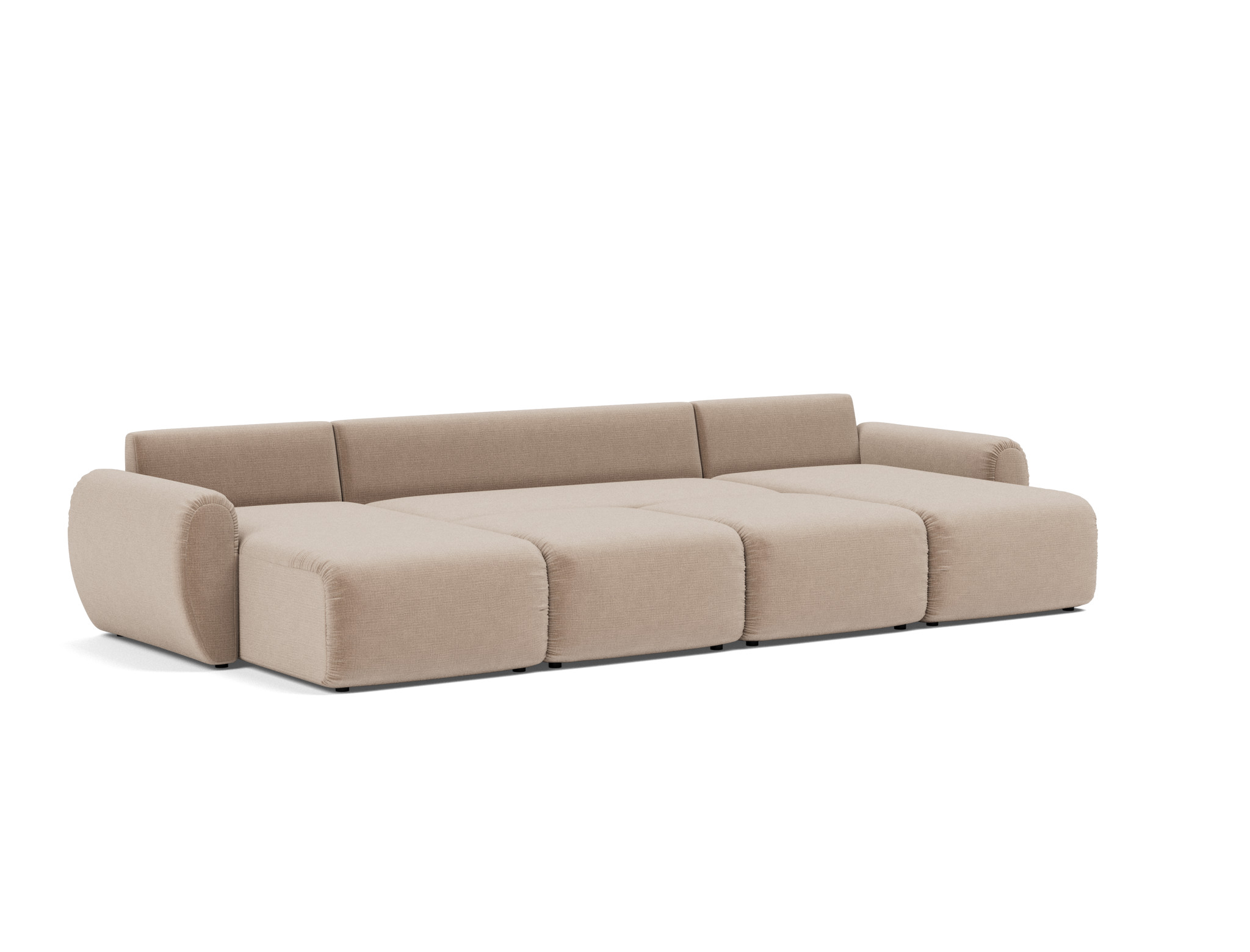 Schlafsofa Norum U-Form mit Curve-Armlehnen Chenille Esina 417-Mocha