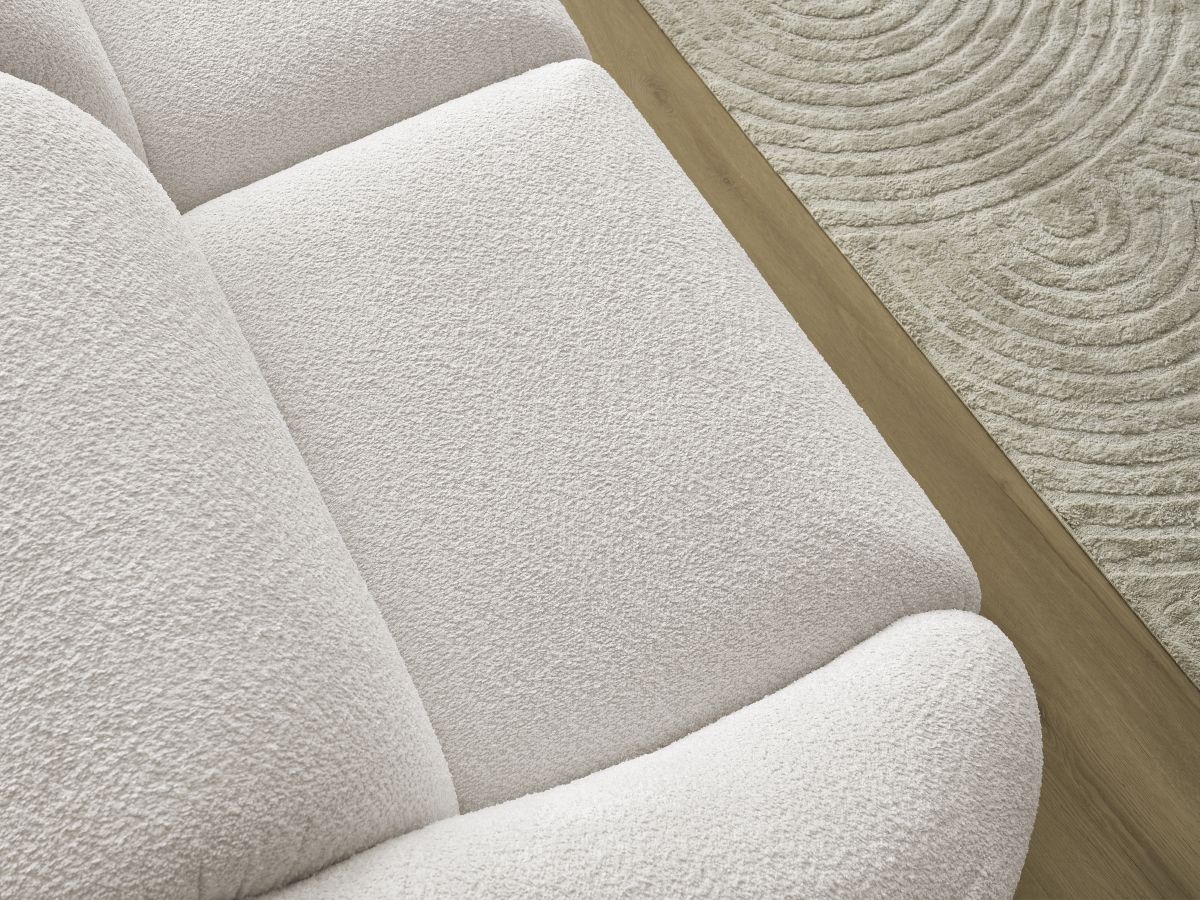Bobochic Tina Sofa 3-Sitzer Bouclé-Stoff Weiß