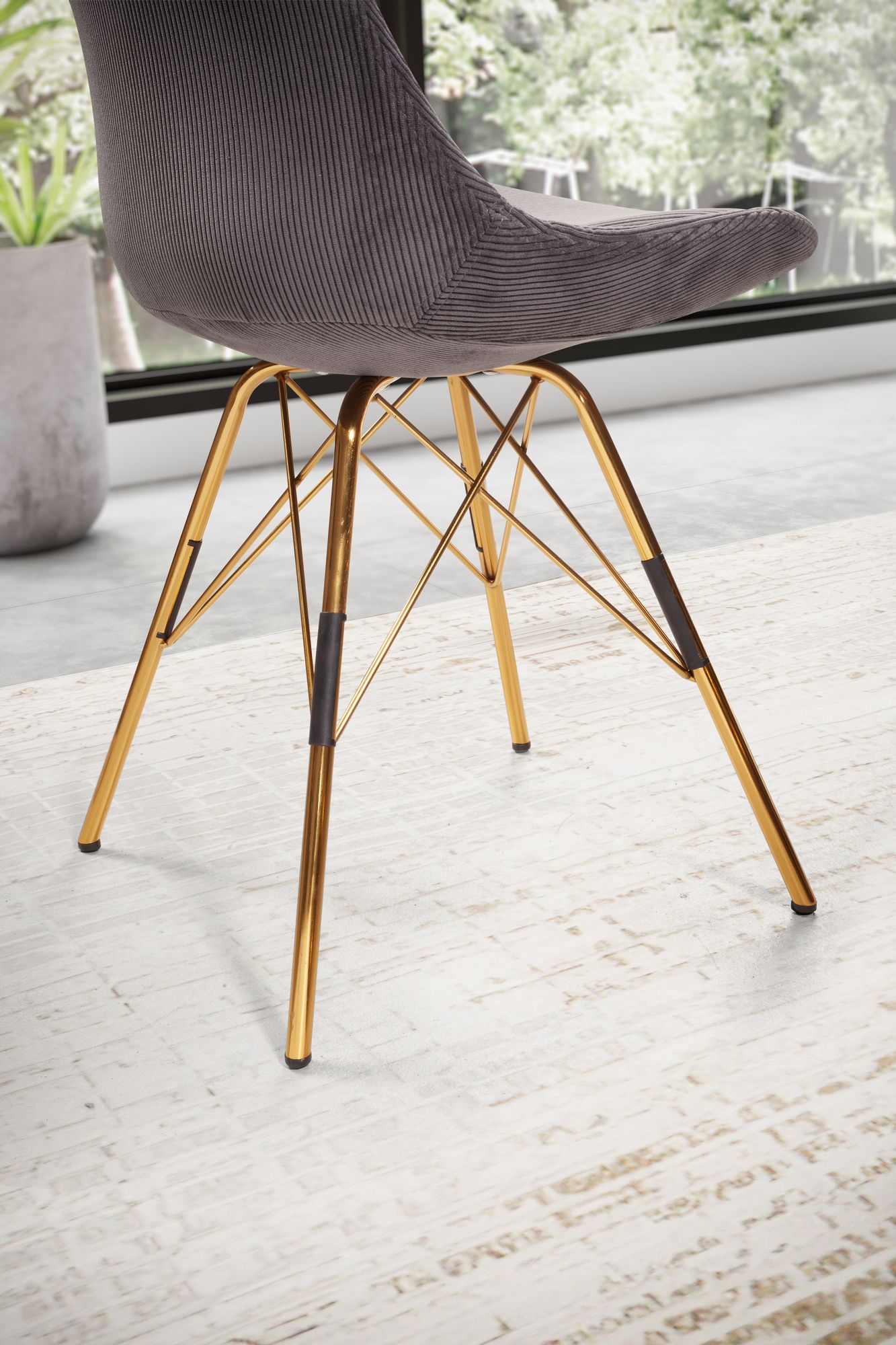 Esszimmerstuhl Hommelvik Stoff Grau 48 × 58 × 85 cm