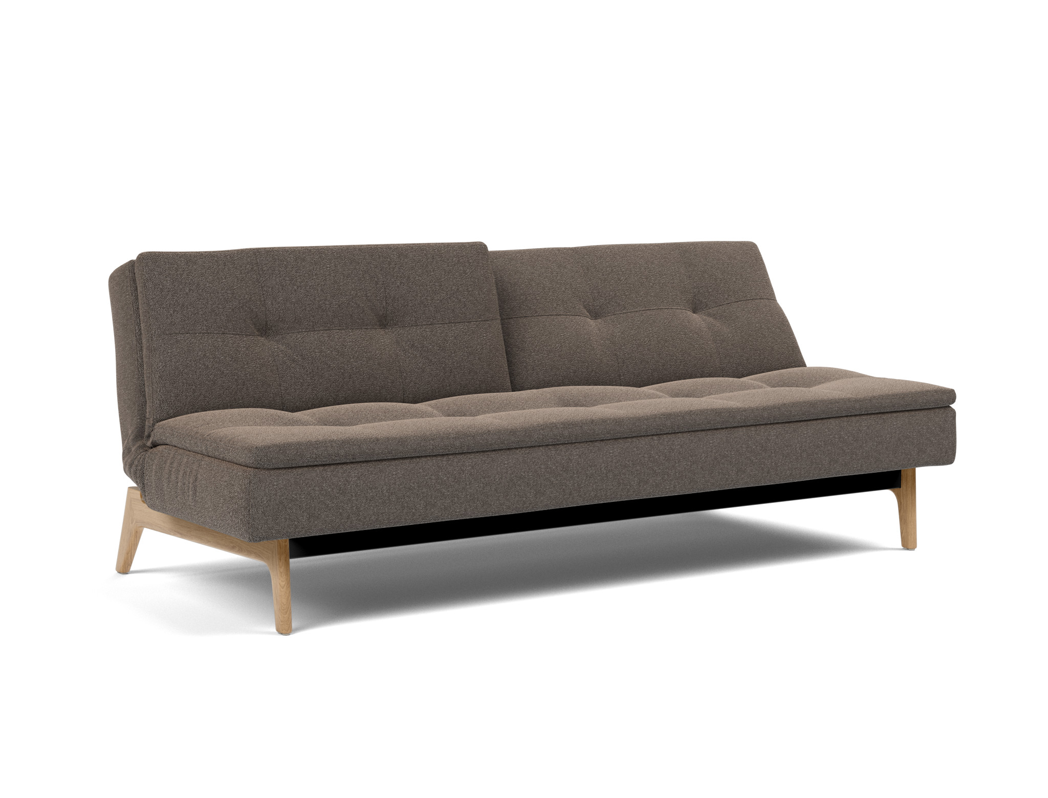 Schlafsofa Dublexo Boucle Skandi 530-Taupe Beine Eiche