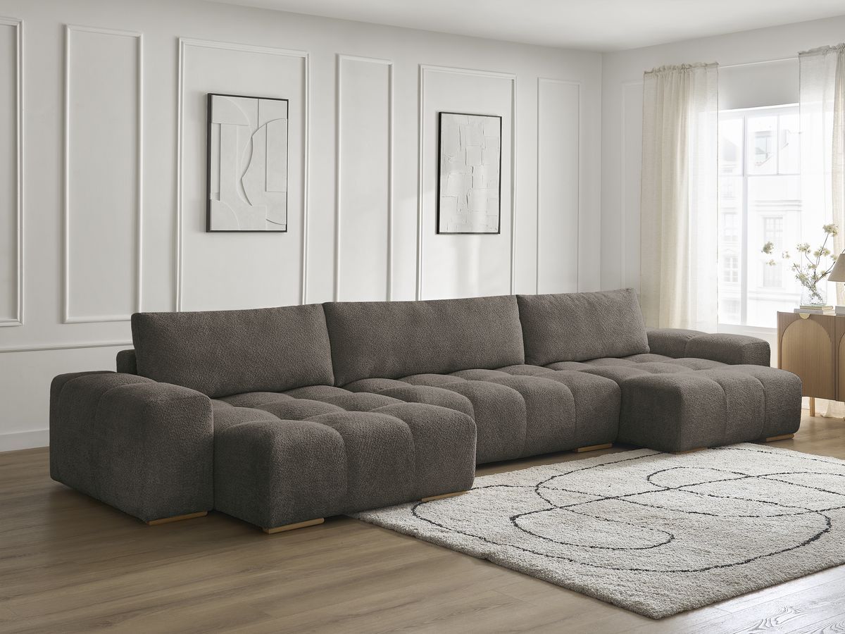 Bobochic Anakin Wohnlandschaft, 3 Kissen Bouclé-Stoff Braun