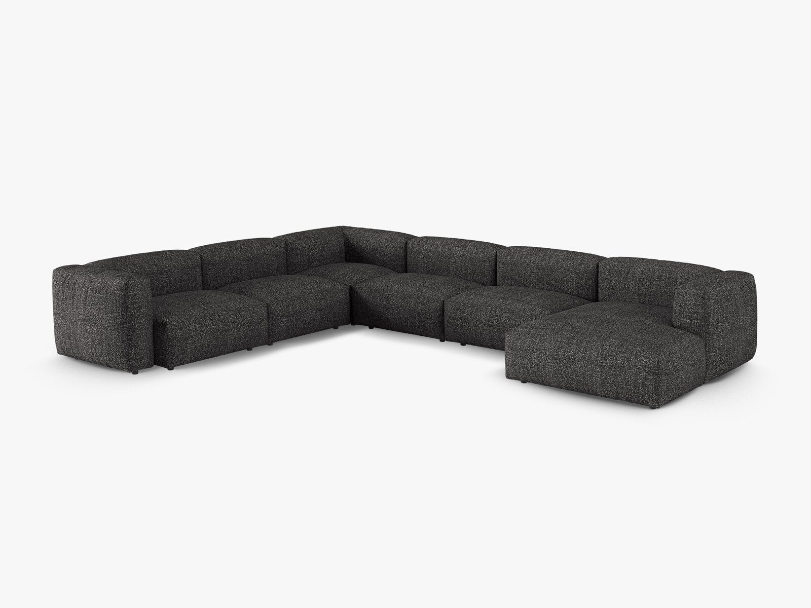 Micadoni modulares Ecksofa XL Martina 6-Sitzer 90cm Sitztiefe Links Boucle Monet Anthrazit
