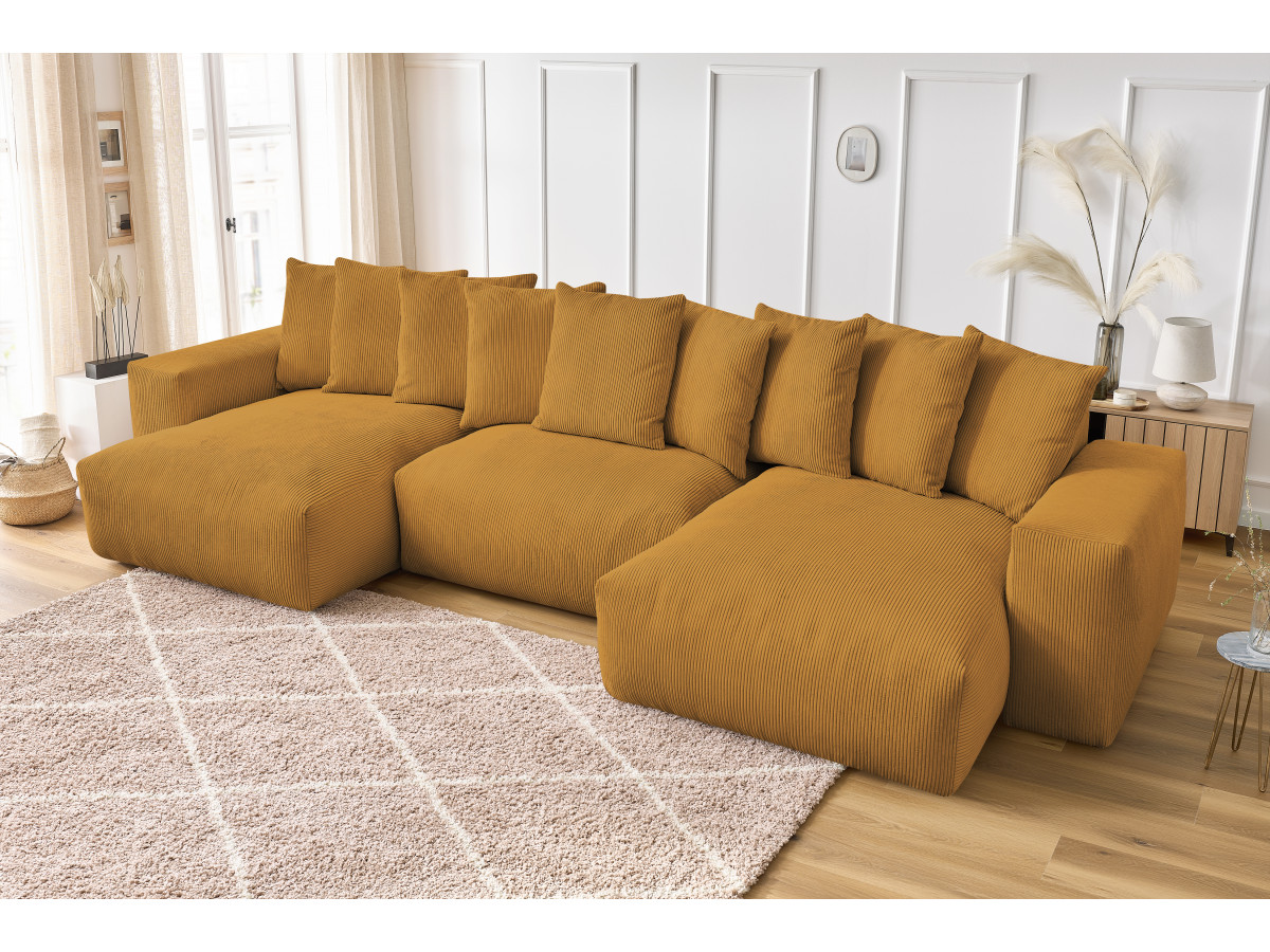 Bobochic Voltaire Wohnlandschaft 420 × 174 cm Cordsamt Gelb