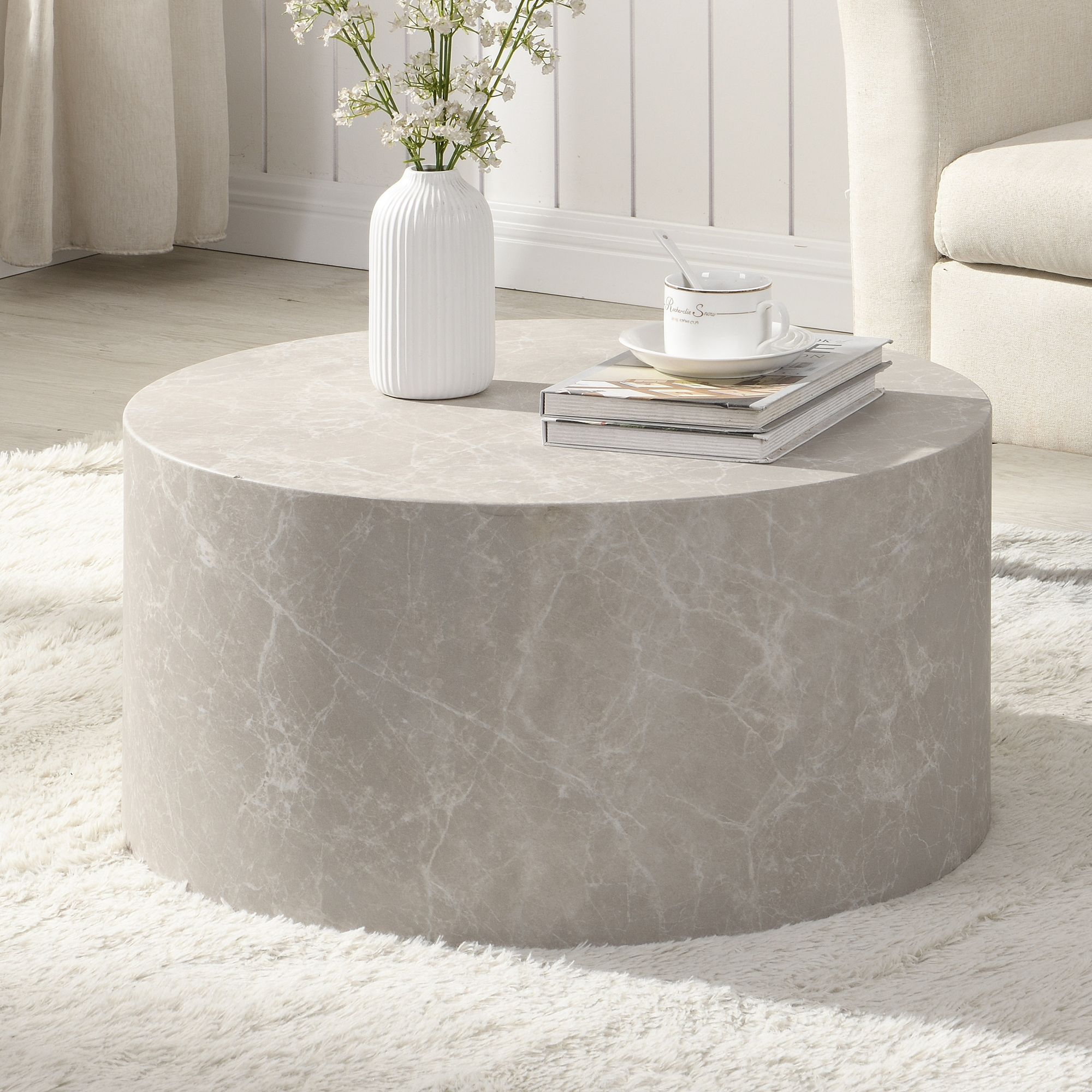 Couchtisch Alsen Beige Steinoptik Ø 60 cm
