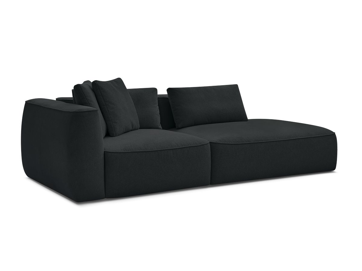 Bobochic Leopold Sofa 3-Sitzer Melange-Stoff Schwarz Armlehne links