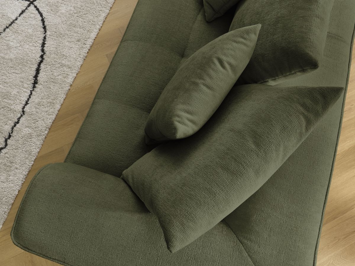Bobochic Whesley Sofa 3-Sitzer Stoff Dunkelgrün