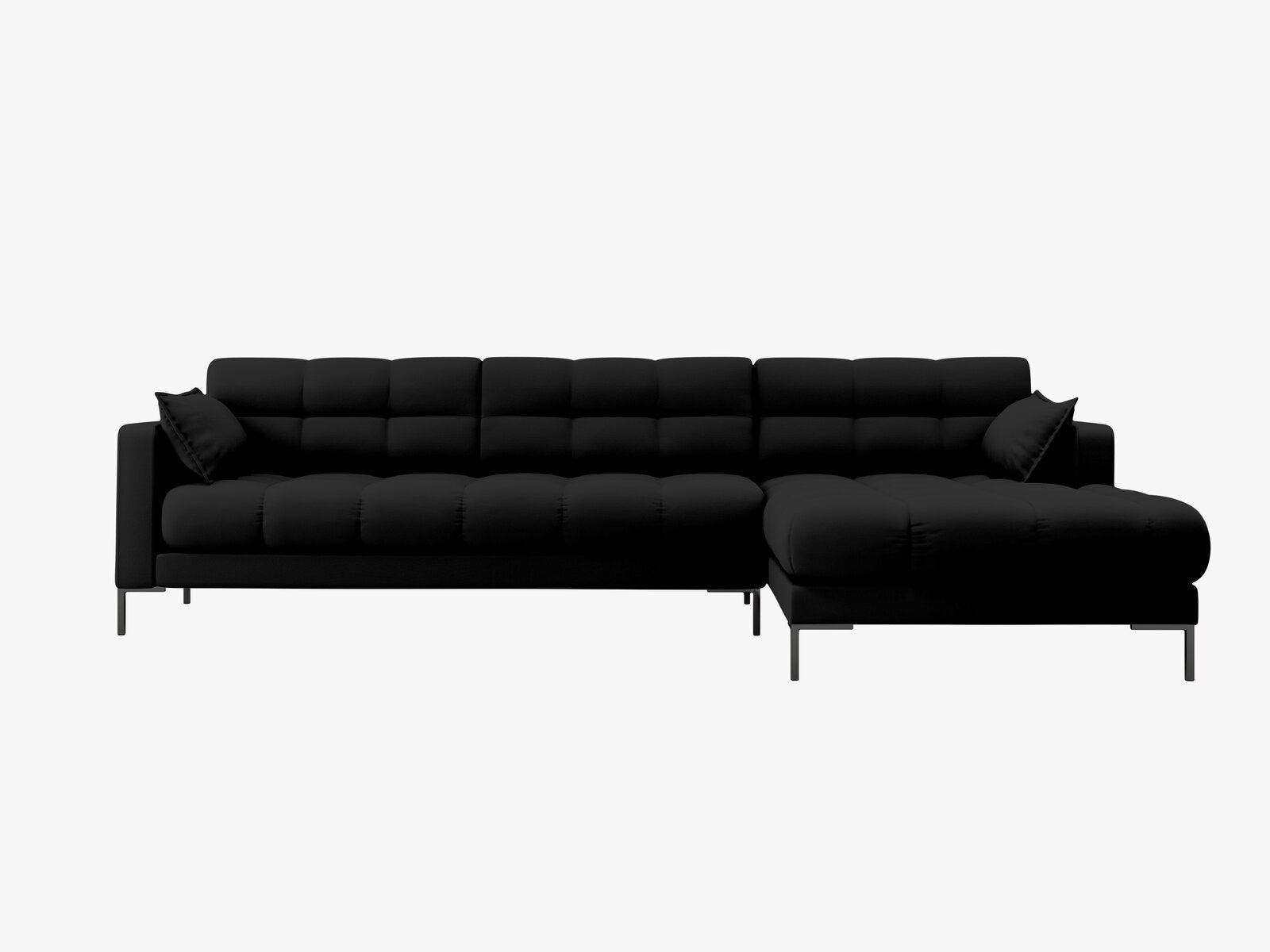 Micadoni Ecksofa Mamaia 5-Sitzer Rechts Strukturierter Stoff Neve Schwarz schwarze Beine
