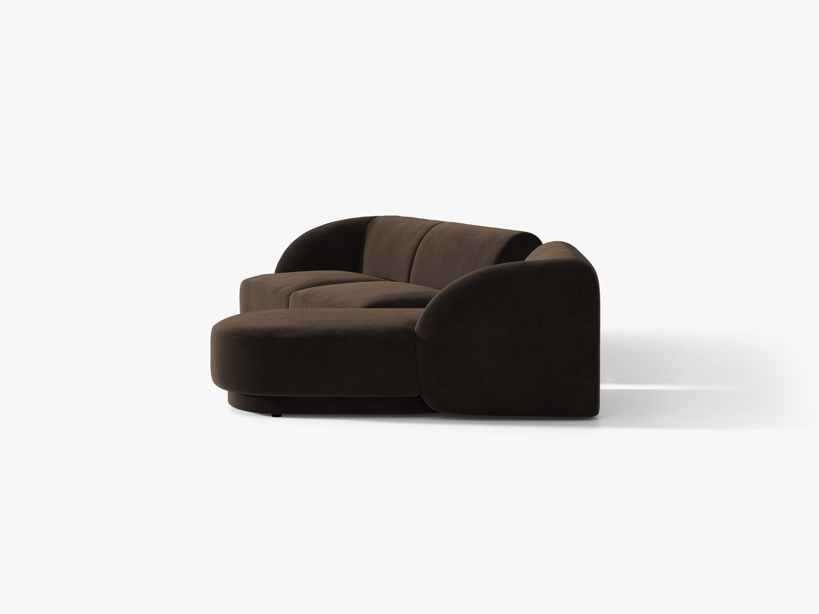Micadoni Modulares Sofa Miley mit Recamiere 3-Sitzer Rechts Samt Bluvel Dunkelbraun