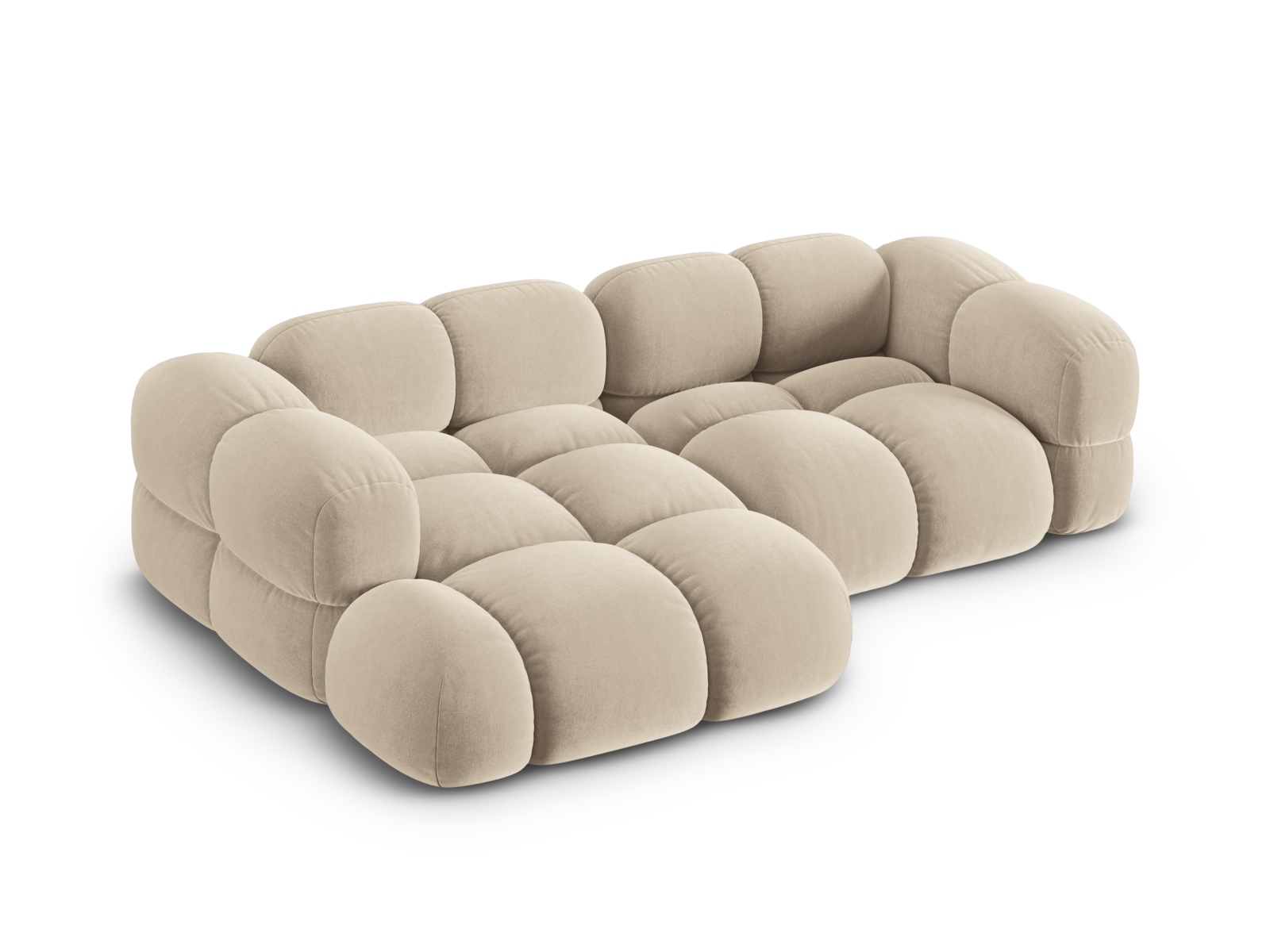 Cosmopolitan Design Ecksofa Loretto 3-Sitzer Samt Vogue Helles Beige Links