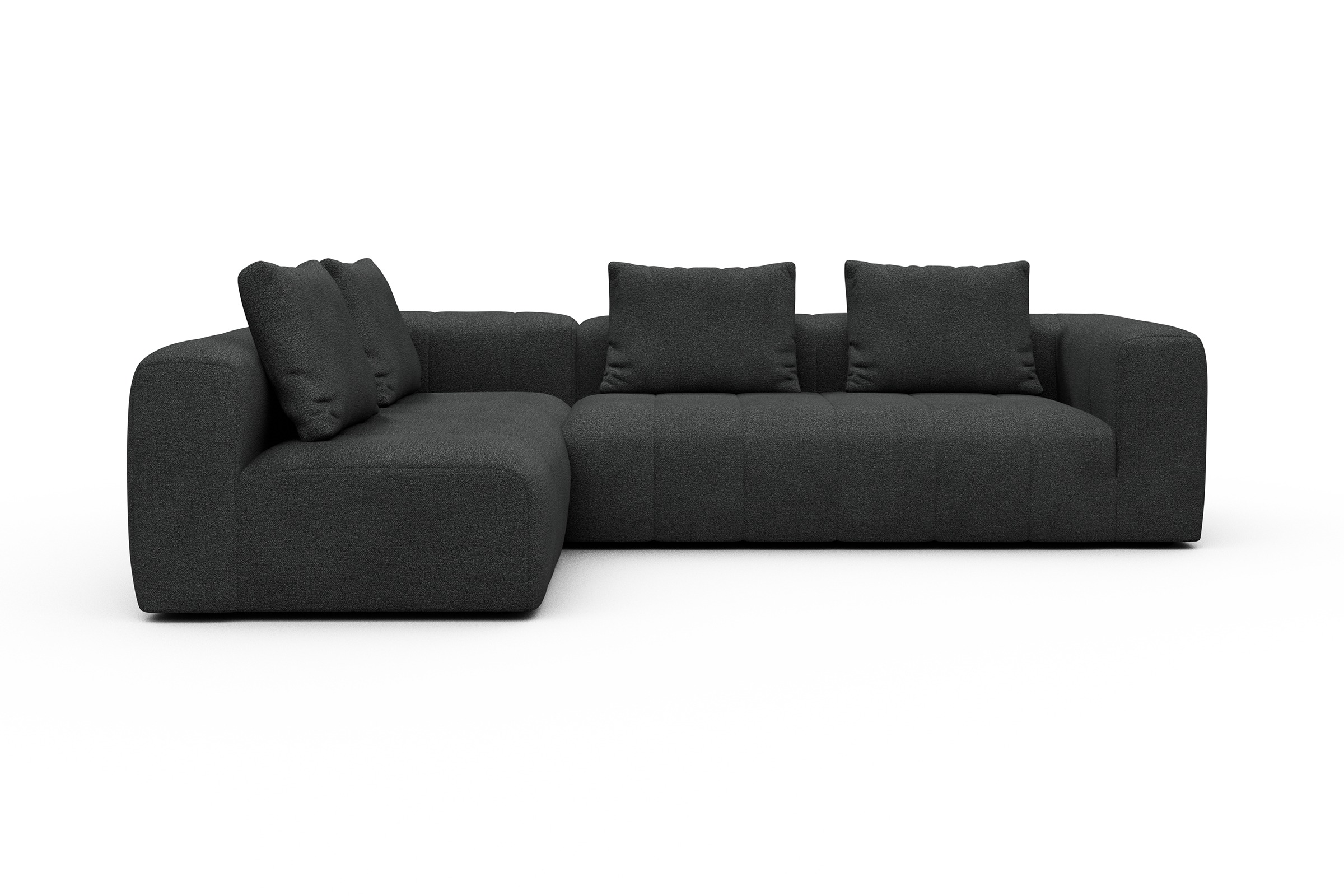 Ecksofa Hugo 2x 2,5-Sitzer Armlehne rechts Boucle-Charcoal
