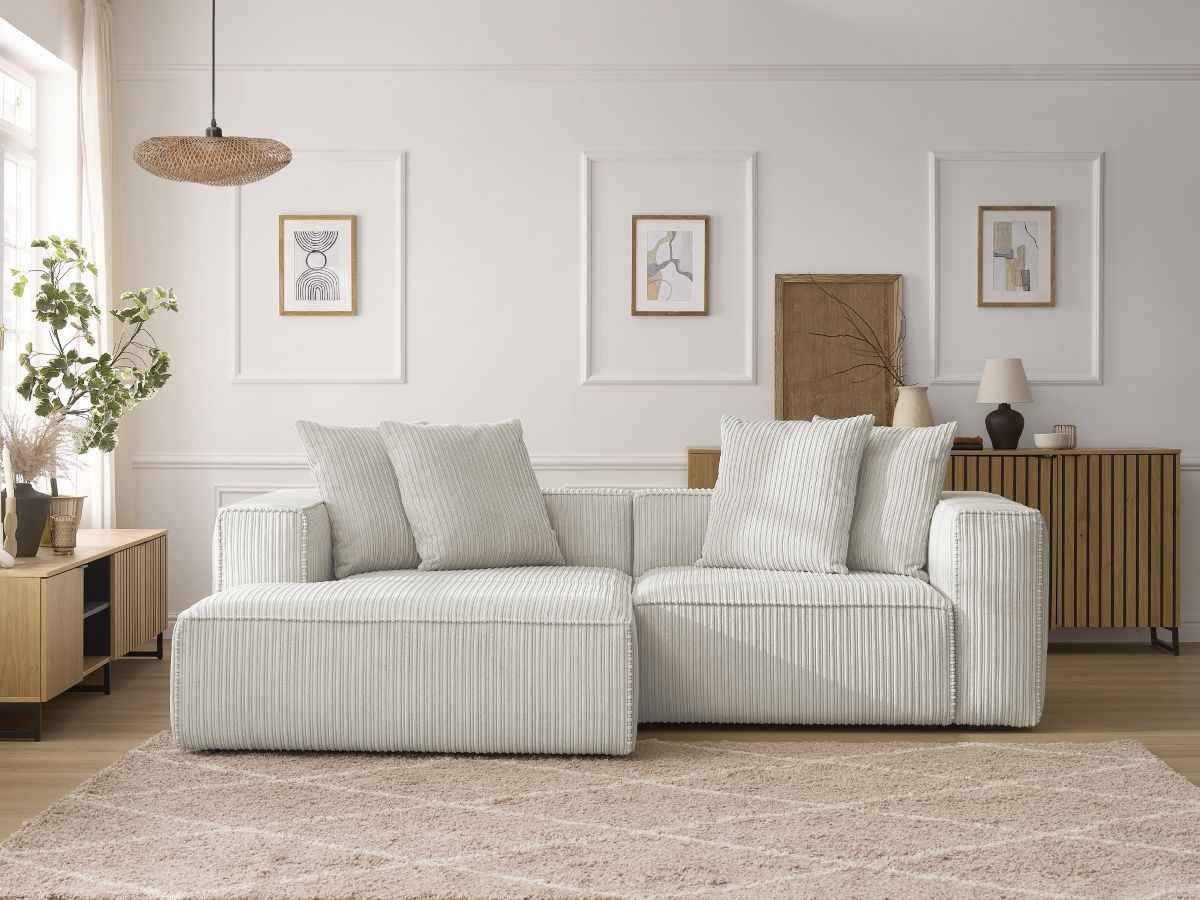 Bobochic Nina Ecksofa Cordsamt Hellgrau Ecke links