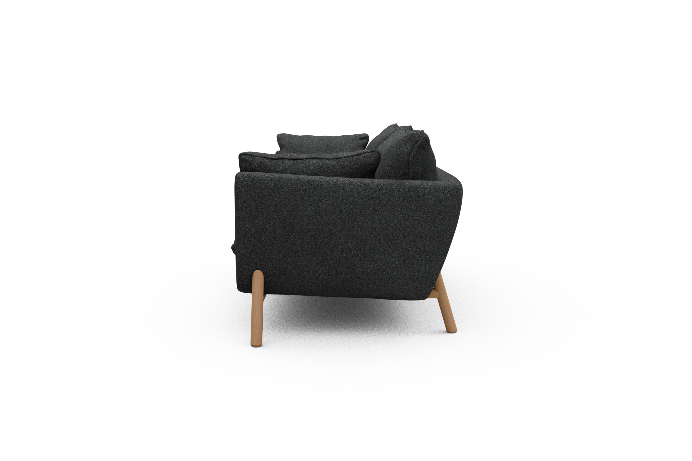Sofa Emil PREMIUM 2-Sitzer Beinfarbe Eiche Natur Boucle-Charcoal