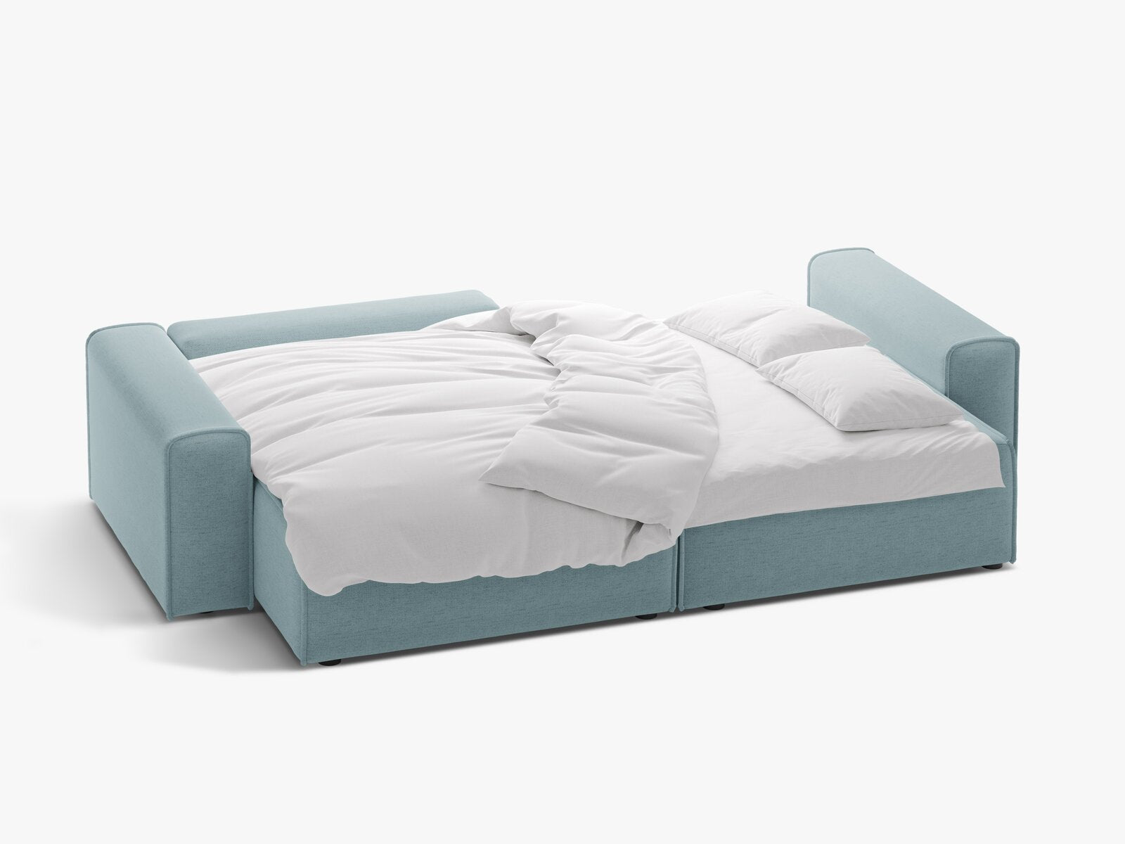 Micadoni Ecksofa Victor 3-Sitzer mit Schlaffunktion Links Strukturierter Stoff Hellblau