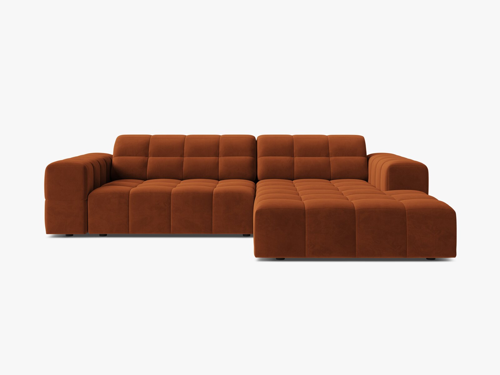 Micadoni Jennifer Ecksofa 4-Sitzer Rechts Samt Bluvel Terrakotta