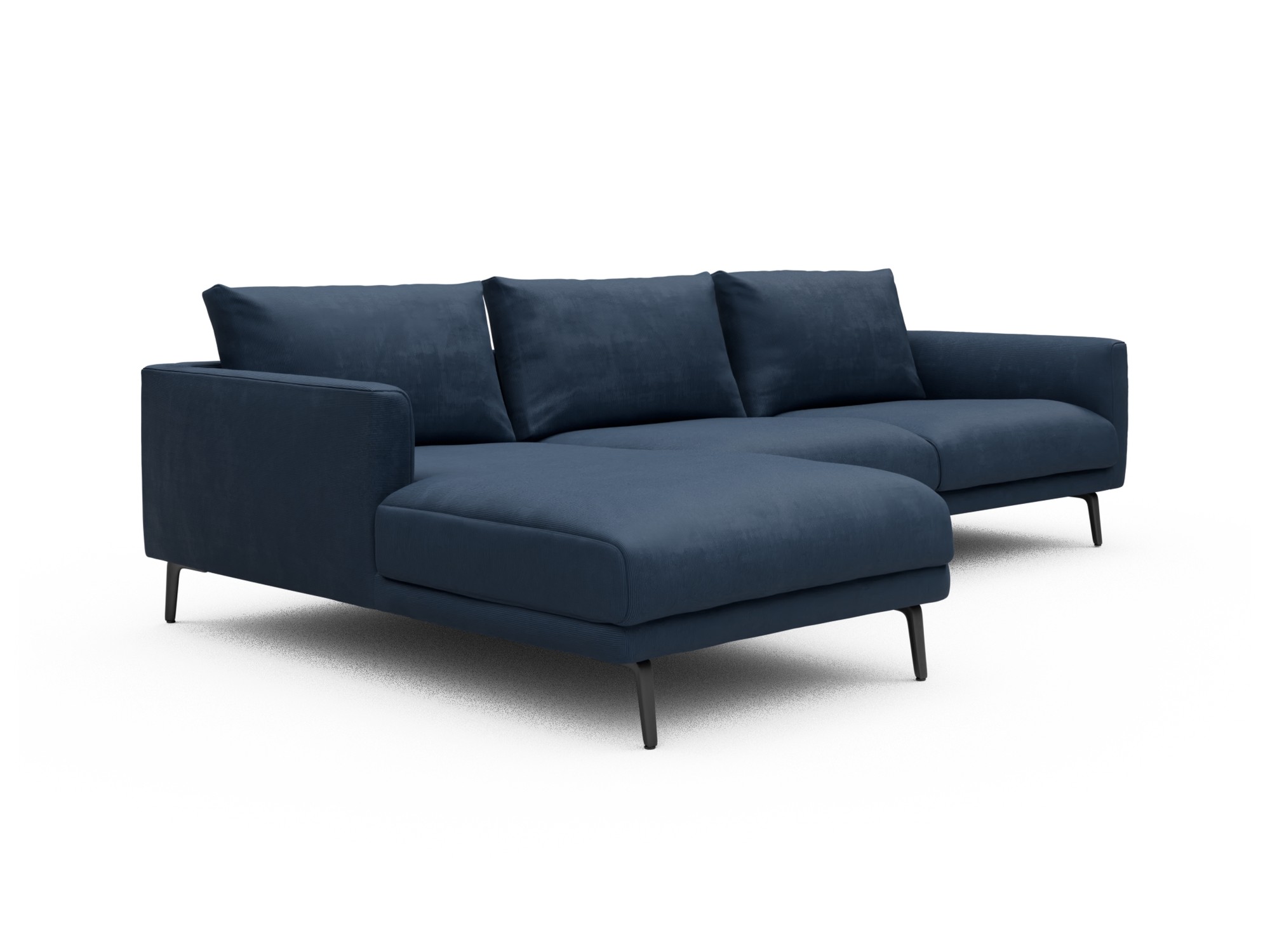 Skandi Home Ecksofa Karl Chaiselongue links mit 2,5-Sitzer Cordufine-Royal-Blue moebelfaktor