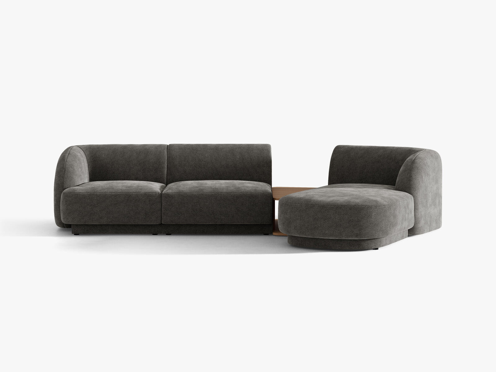 Micadoni Modulares Sofa Miley mit Recamiere 3-Sitzer Rechts Chenille Haga Grau