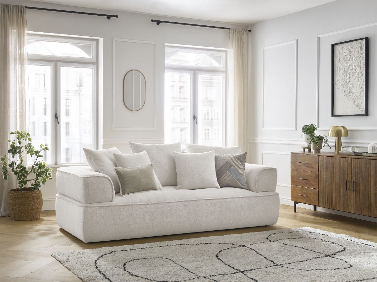 Bobochic Whesley Sofa 3-Sitzer Stoff Beige