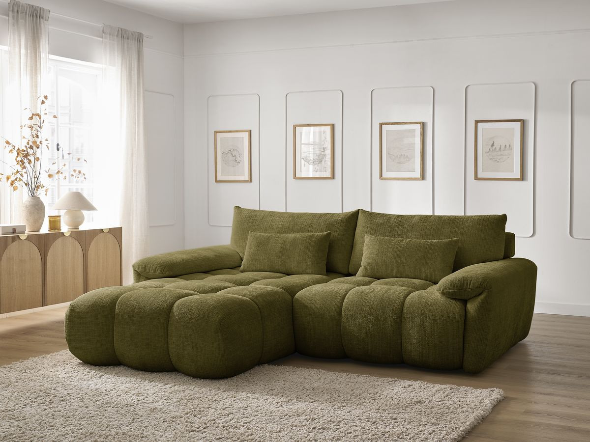 Bobochic Ivane Ecksofa Strukturstoff Grün Ecke links