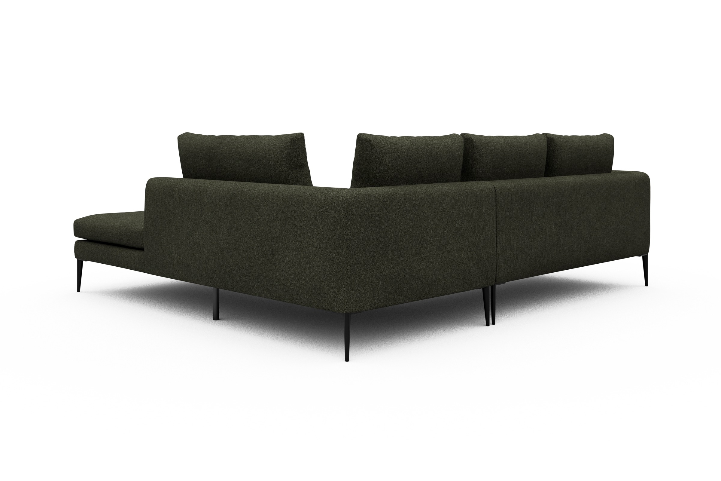 Ecksofa Paul Relax-Ecke rechts mit 2-Sitzer Boucle-Forest-Green