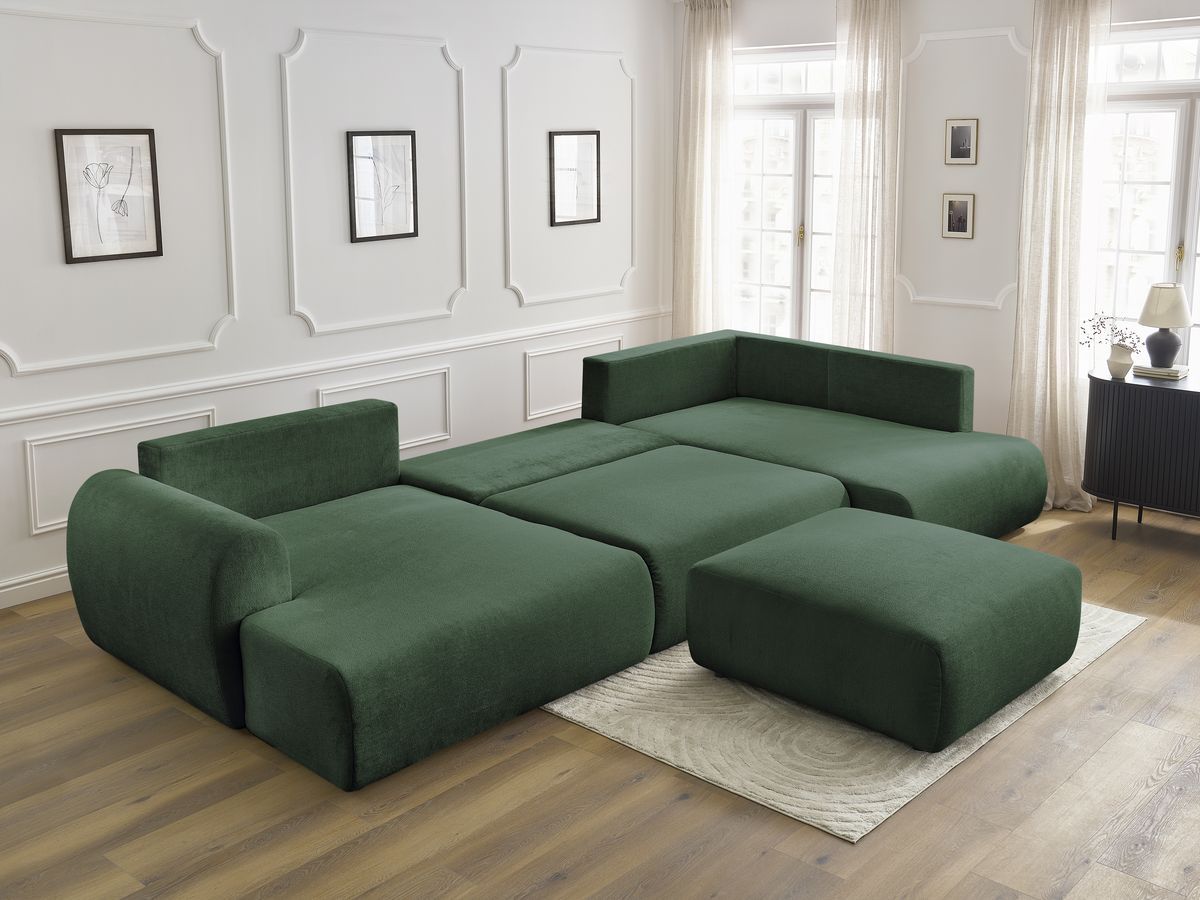 Bobochic Lucien Wohnlandschaft mit Pouf Stoff Grün Ecke links
