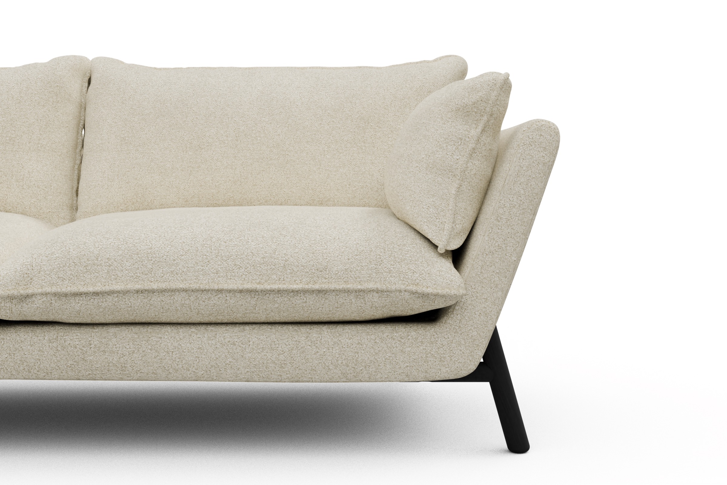 Sofa Emil PREMIUM 3-Sitzer Beinfarbe Eiche Schwarz Boucle-Off-White
