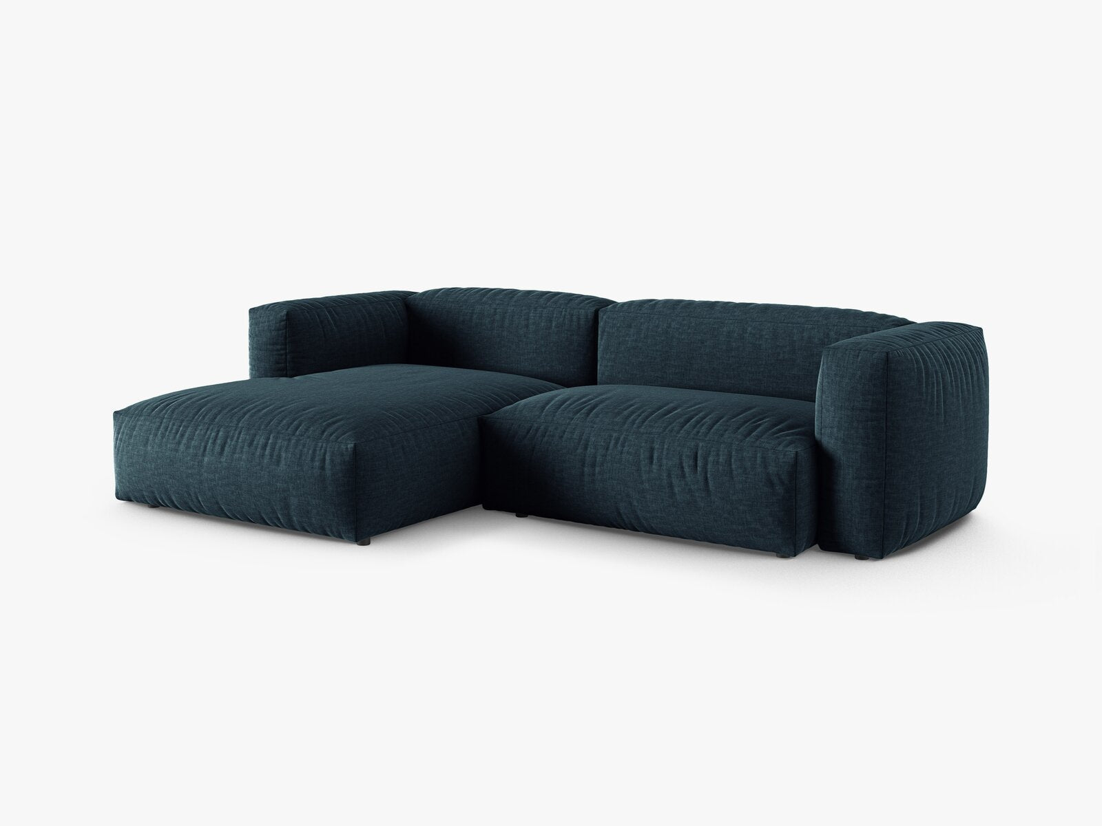 Micadoni Ecksofa Martina 2-Sitzer 90cm Sitztiefe Links Strukturierter Stoff Boston Jeansblau