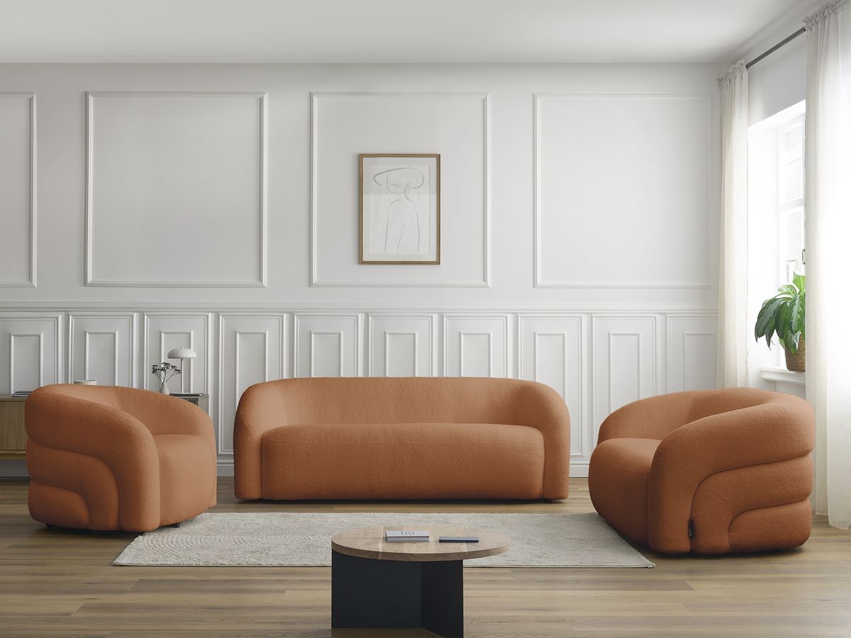 Bobochic Elina Sofa 6-Sitzer Bouclé-Stoff Orange