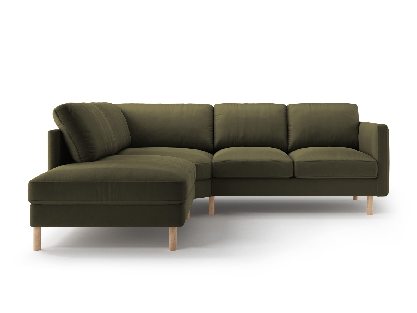 Micadoni Symmetrisches Ecksofa Eden 4-Sitzer Links Samt Moßgrün Melange
