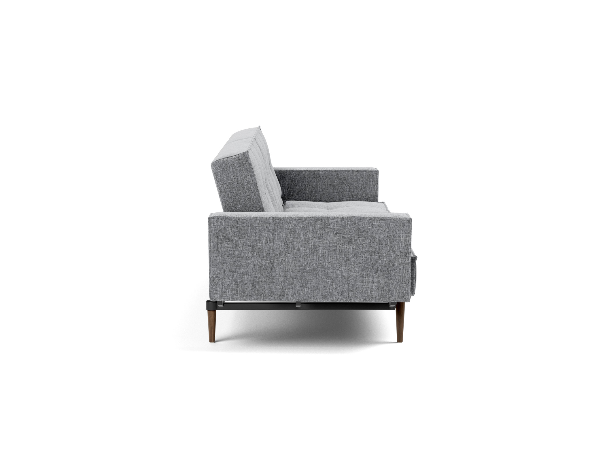 Schlafsofa Splitback mit Armlehnen Strukturierter Stoff Twist 565-Granite Beine Styletto Eiche dunkel