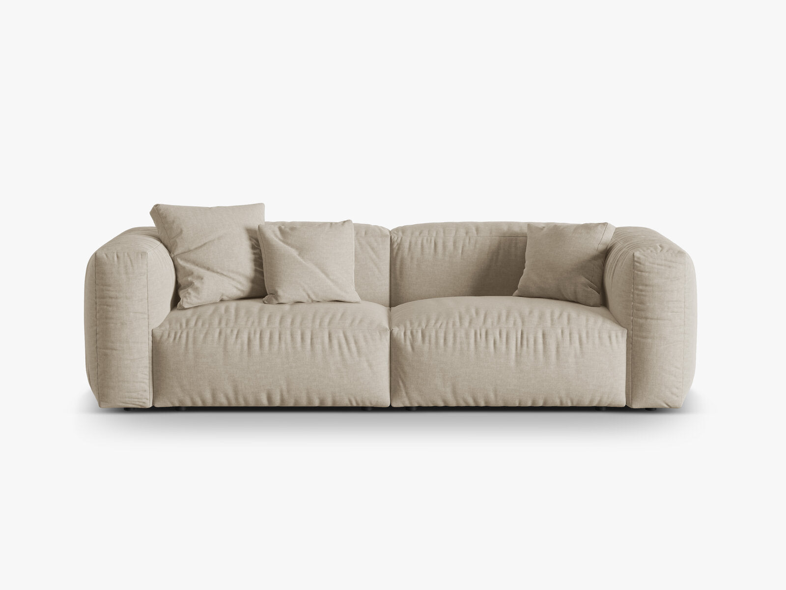 Micadoni Sofa Martina 3-Sitzer Strukturierter Stoff Boston Helles Beige