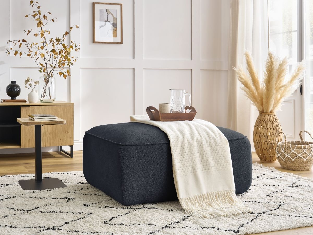 Bobochic Zephyr Pouf Strukturstoff Dunkelblau