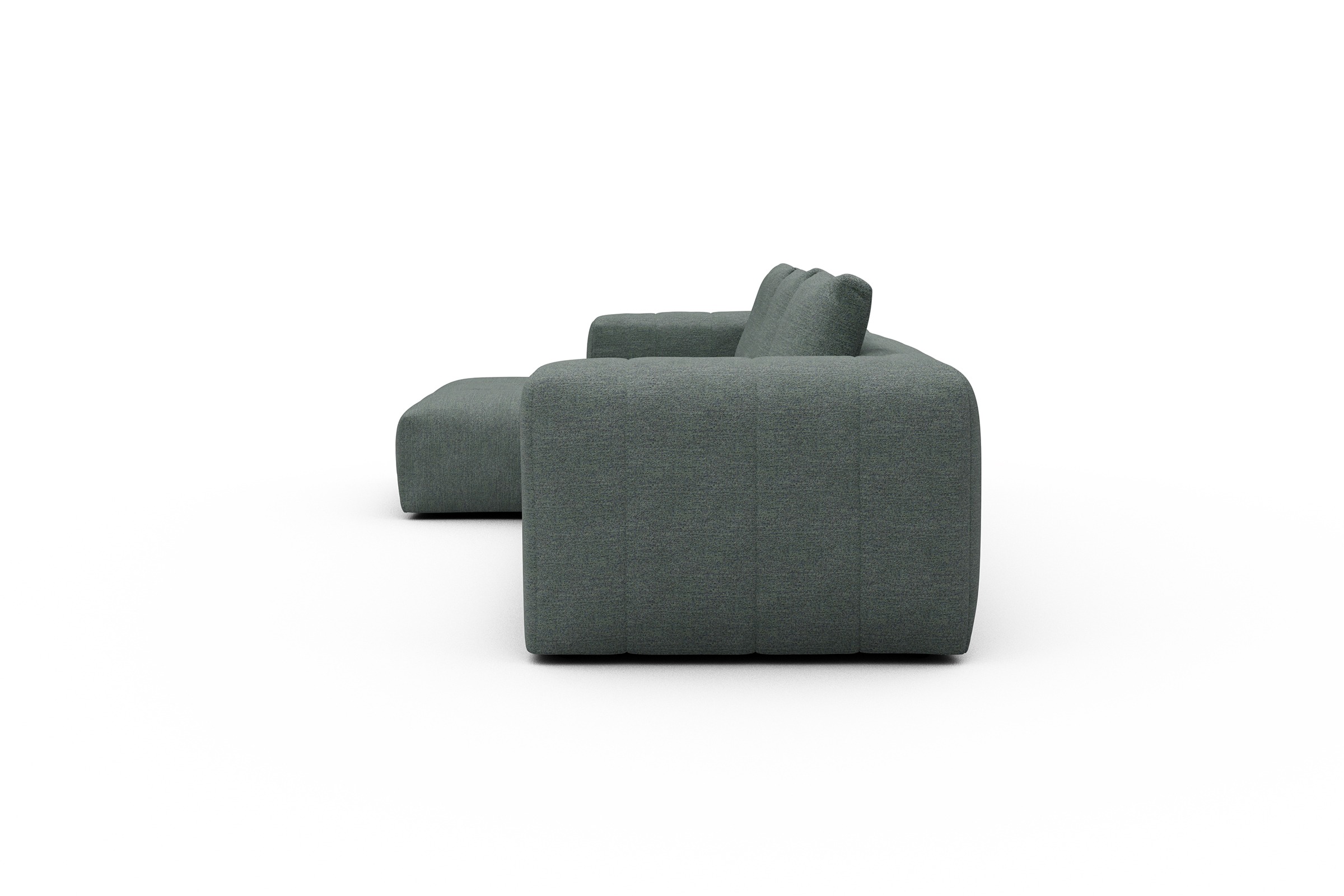 Ecksofa Hugo 2,5-Sitzer Armlehne rechts mit Chaiselongue Carreno-Ice-Blue