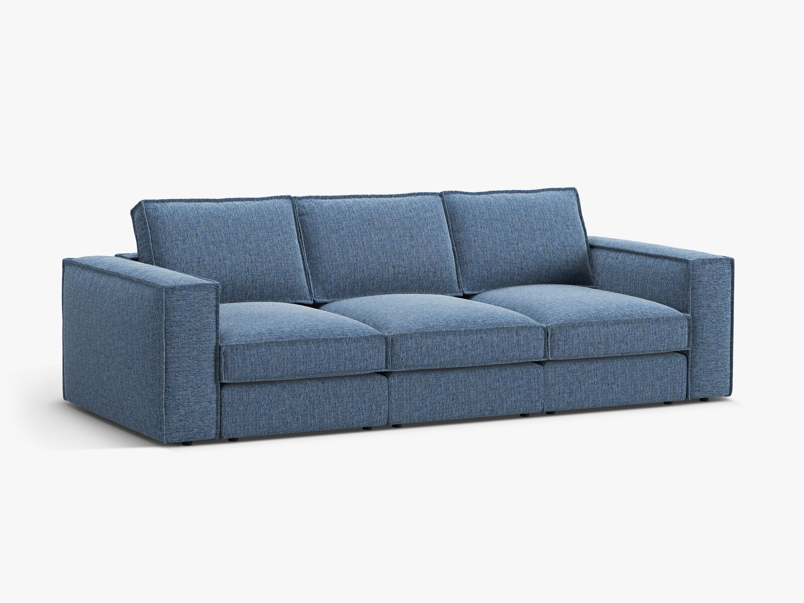 Micadoni modulares Sofa Pola 4-Sitzer Strukturierter Stoff Babel Dunkelblau
