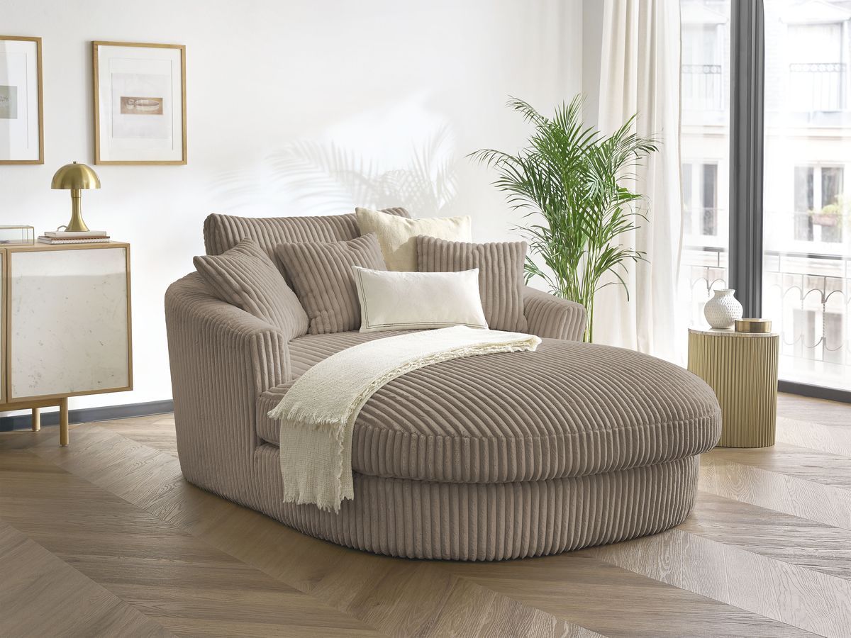 Bobochic Belem Méridienne-Modul Breitcord weich Taupe