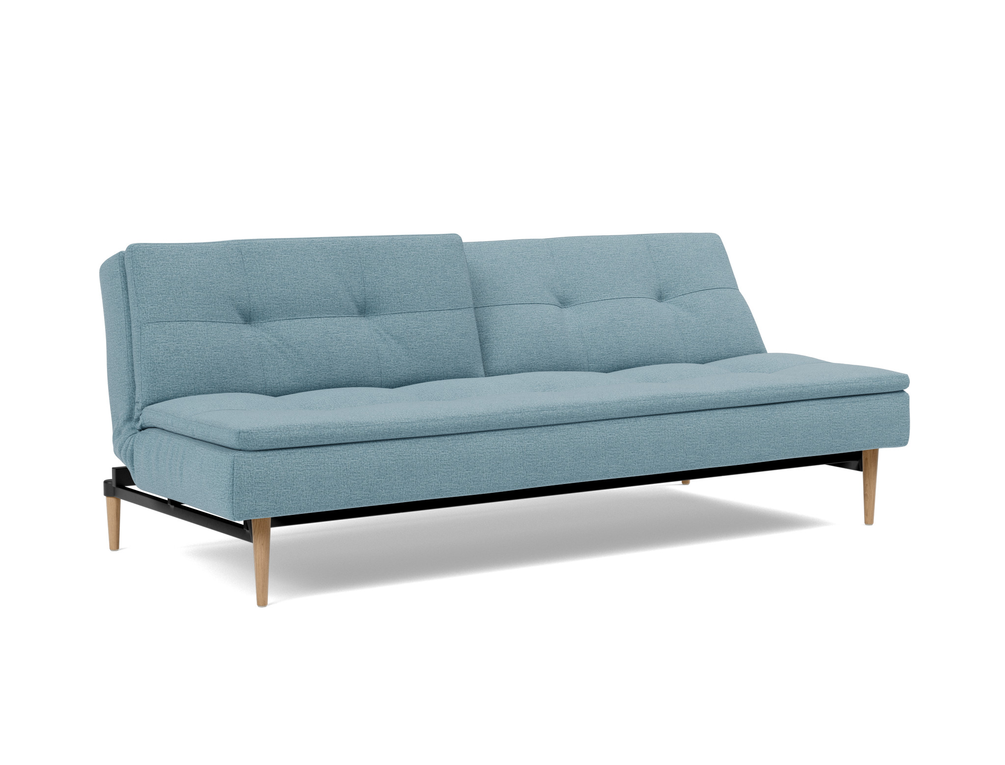 Schlafsofa Dublexo Flachgewebe Mixed Dance 525-Light-Blue Beine Styletto Eiche hell