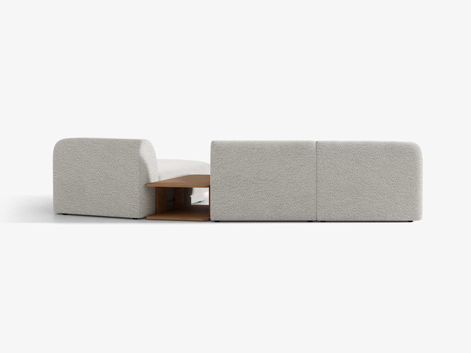 Micadoni Modulares Sofa Miley mit Recamiere 3-Sitzer Rechts Boucle Baloo Hellgrau