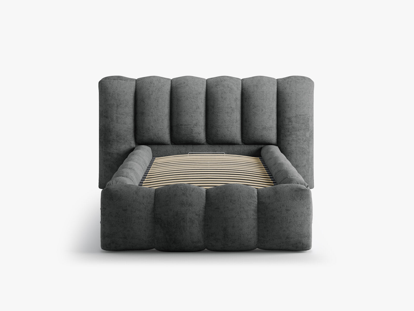 Micadoni Stauraumbett mit Kopfteil Lupine Chenille Perfect Harmony Dunkelgrau 90x200