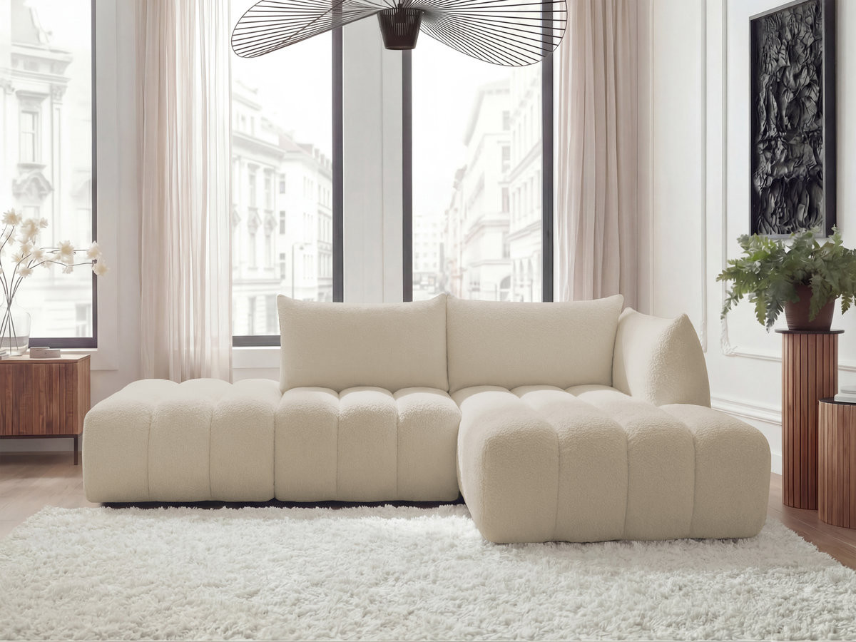 Bobochic Azra Ecksofa 319 × 178 cm Bouclé-Stoff Beige Ecke rechts