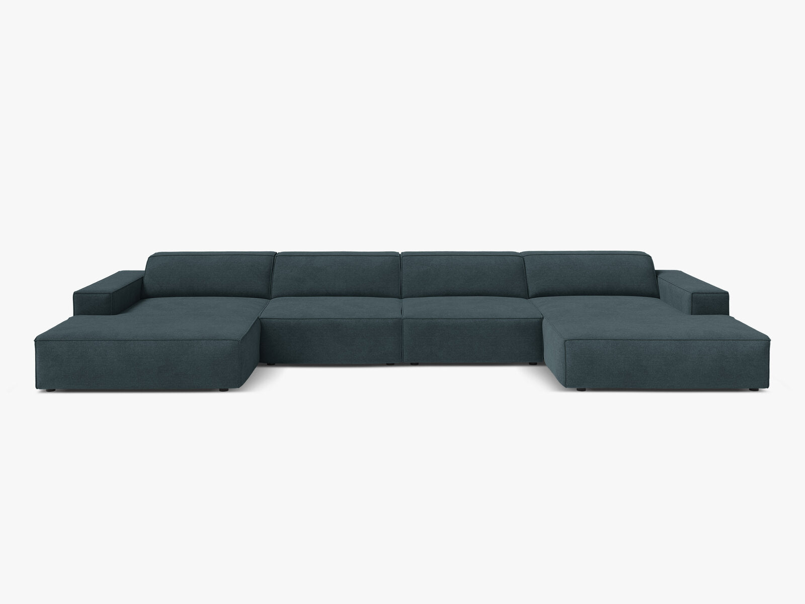 Micadoni Panorama-Sofa Jodie 6-Sitzer Strukturierter Stoff Liberty Dunkel Petrol