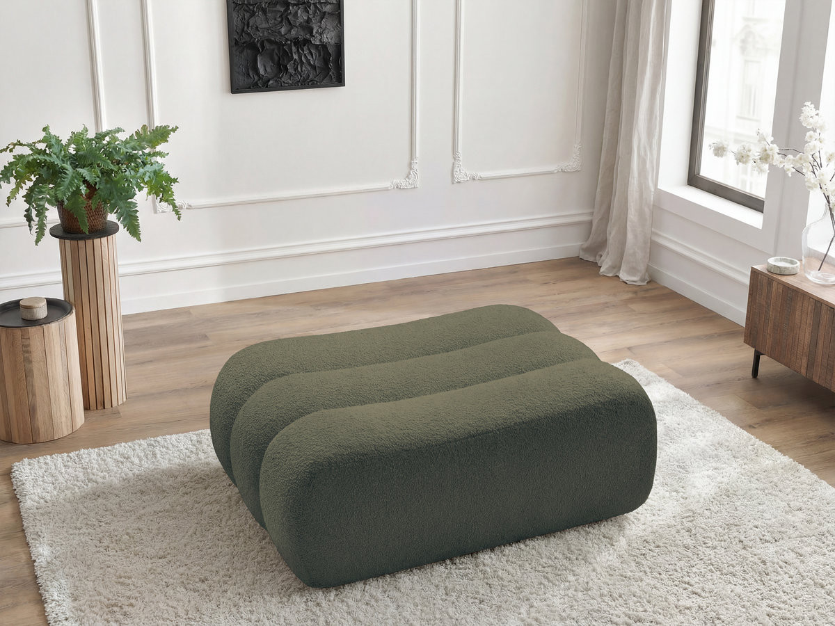 Bobochic Azra Pouf Bouclé-Stoff Grün