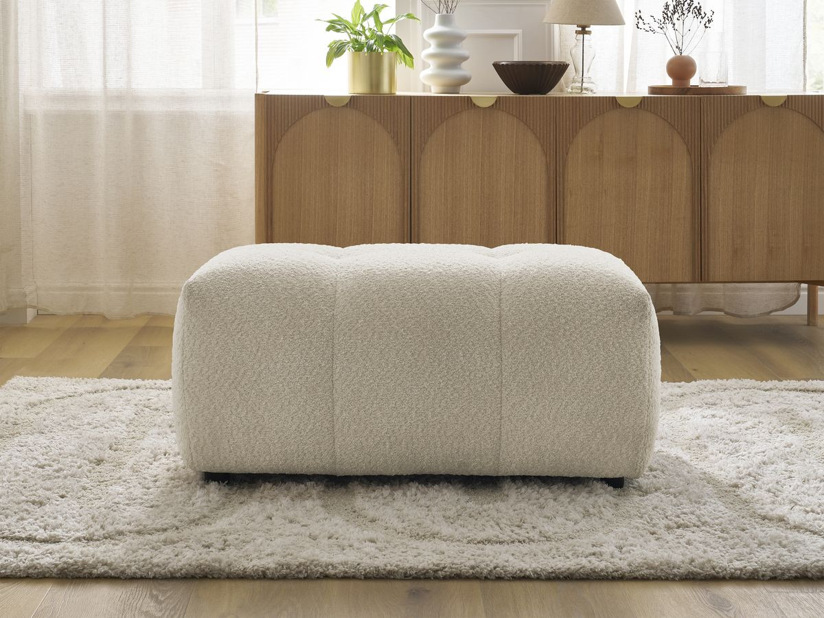 Bobochic Roxelane Pouf Bouclé-Stoff Beige