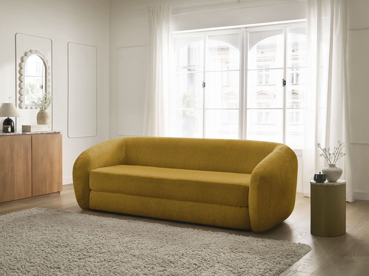 Bobochic Neyo Schlafsofa 3-Sitzer Strukturstoff Gelb
