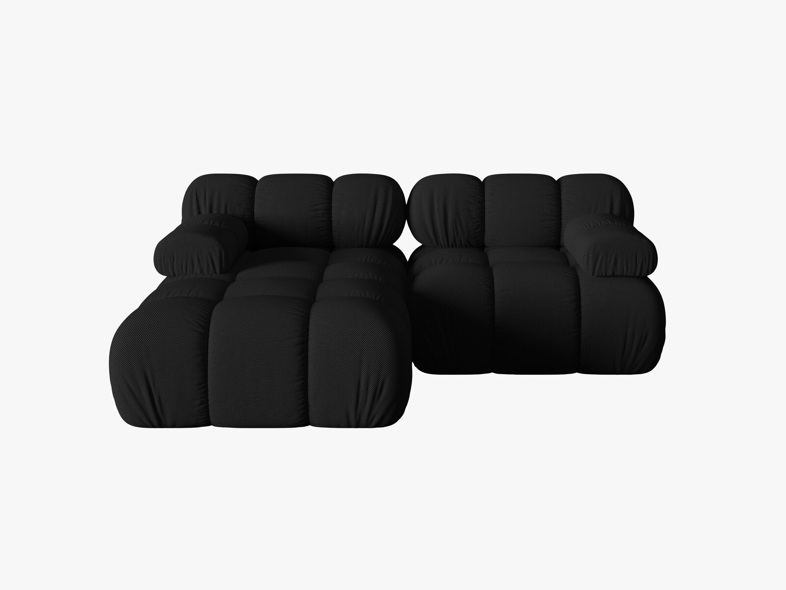 Micadoni Modulares Ecksofa Bellis 3-Sitzer Links 3D-Stoff Sonic Schwarz