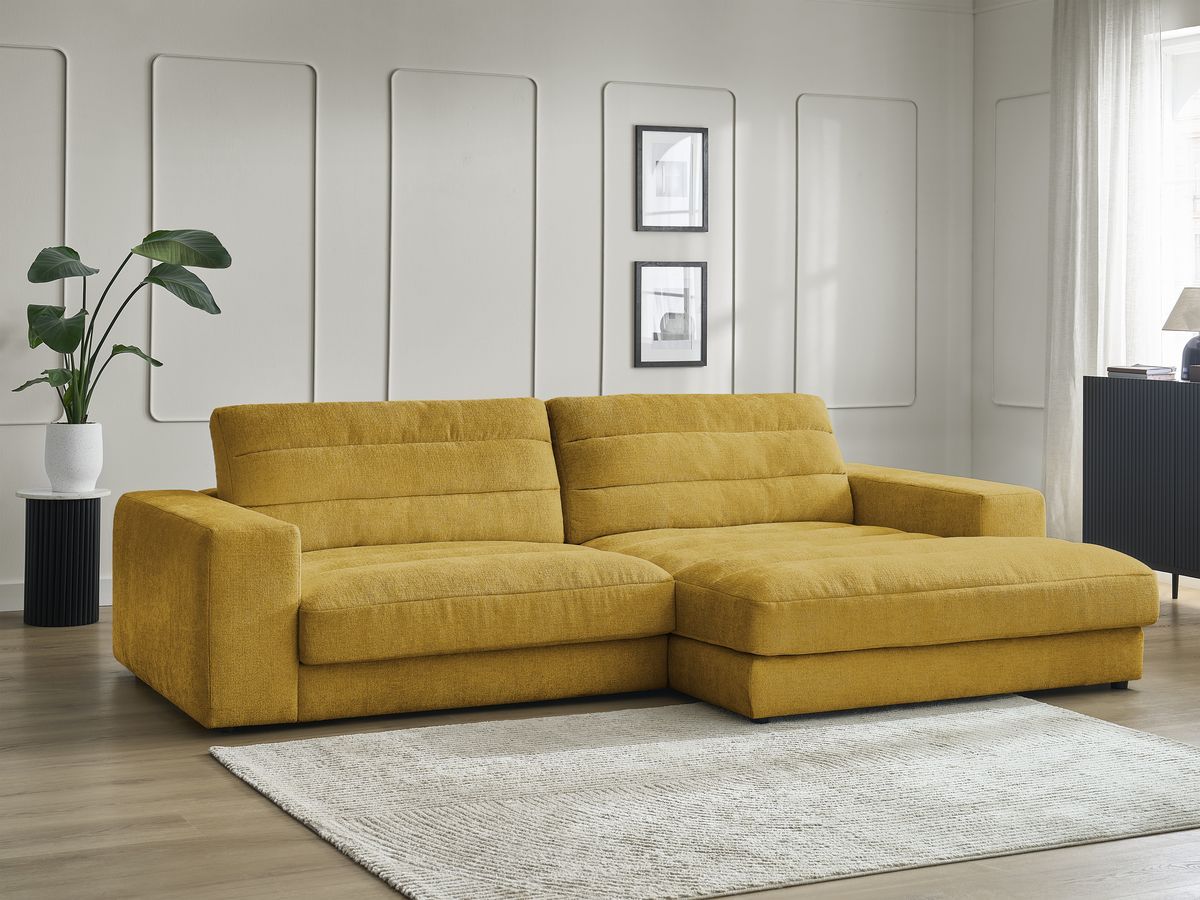 Bobochic Sierra Ecksofa Strukturstoff Gelb Ecke rechts