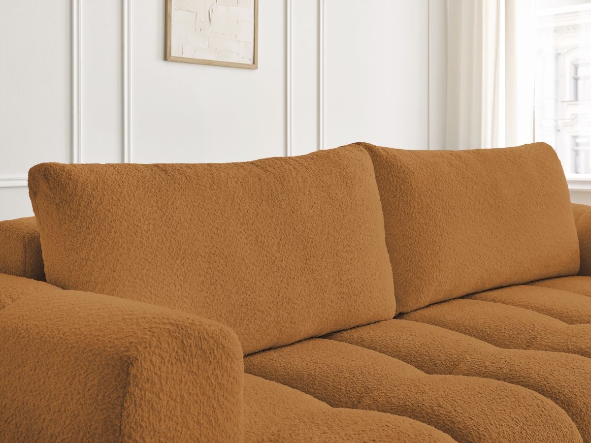Bobochic Fuji Schlafsofa 3-Sitzer mit Bettkasten Bouclé-Stoff Gelb