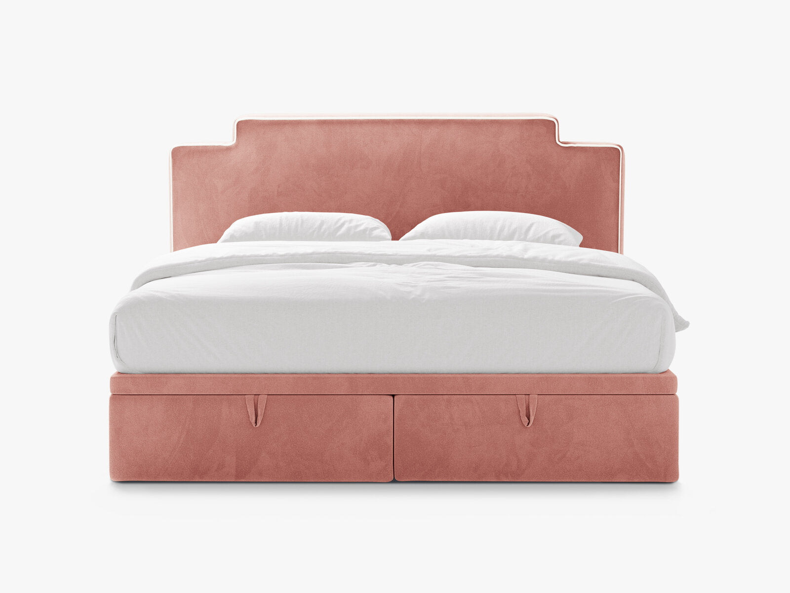 Micadoni Princess Boxspringbett mit Bettkasten und Kopfteil Samt Magic Velvet Elfenbein / Rosa 140x200