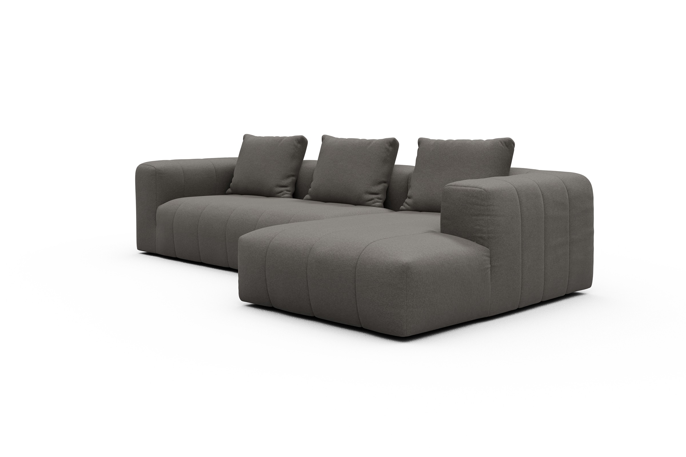 Ecksofa Hugo 2,5-Sitzer Armlehne links mit Chaiselongue Satya-Taupe