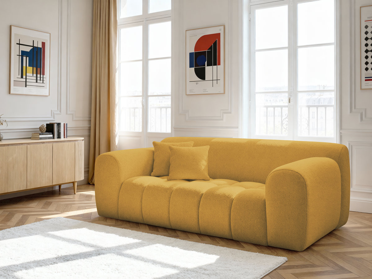 Bobochic Melisse Sofa 2-Sitzer Melange-Stoff Gelb