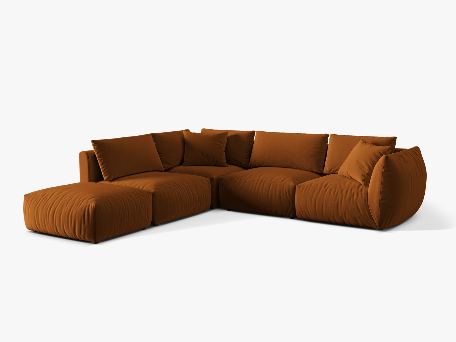 Micadoni Modulares Ecksofa Chris 4-Sitzer Links Samt Terrakotta